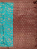 Rich Turquoise Teal Blue Floral  Zari Woven Design Pure Banarasi Designer Saree with Contrast Border