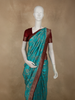 Rich Turquoise Teal Blue Floral  Zari Woven Design Pure Banarasi Designer Saree with Contrast Border