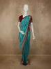 Rich Turquoise Teal Blue Floral  Zari Woven Design Pure Banarasi Designer Saree with Contrast Border
