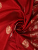 Rich Vermilion Crimson Red Floral Butta Zari Woven Design Pure Banarasi Saree with Floral Vine  Zari Border