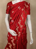 Rich Vermilion Crimson Red Floral Butta Zari Woven Design Pure Banarasi Saree with Floral Vine  Zari Border