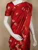 Rich Vermilion Crimson Red Floral Butta Zari Woven Design Pure Banarasi Saree with Floral Vine  Zari Border