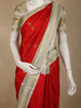 Rich Vermilion Red Butta Woven Design Pure Kanchipuram Silk Saree with Contrast  Zari Border
