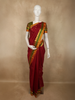 Rich Vermilion Red Butta Zari Woven Design Kanchipuram Silk Saree with Contrast Dual-Tone Paisley Zari Border