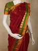 Rich Vermilion Red Butta Zari Woven Design Kanchipuram Silk Saree with Contrast Dual-Tone Paisley Zari Border