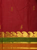 Rich Vermilion Red Butta Zari Woven Design Kanchipuram Silk Saree with Contrast Dual-Tone Paisley Zari Border