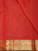 Rich Vermilion Red Butta Zari Woven Design Pure Kanchipuram Silk Saree with Peacock Zari Border