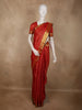 Rich Vermilion Red Butta Zari Woven Design Pure Kanchipuram Silk Saree with Peacock Zari Border