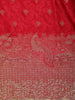 Rich Vermilion Red Butta Zari Woven Design Pure Satin Saree with Scalloped Border