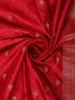 Rich Vermilion Red Butta Zari Woven Design Pure Satin Saree with Scalloped Border