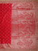 Rich Vermilion Red Butta Zari Woven Design Pure Satin Saree with Scalloped Border