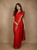 Rich Vermilion Red Checked Zari Woven Design Pure Kanchipuram Silk Saree
