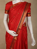 Rich Vermilion Red Checked Zari Woven Design Pure Kanchipuram Silk Saree