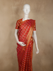 Rich Vermilion Red Checked Zari Woven Design Pure Kanchipuram Silk Saree with Zari Border