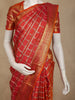 Rich Vermilion Red Checked Zari Woven Design Pure Kanchipuram Silk Saree with Zari Border