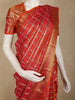 Rich Vermilion Red Checked Zari Woven Design Pure Kanchipuram Silk Saree with Zari Border