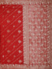 Rich Vermilion Red Diagonal Floral Embroidered Design Satin Designer Saree with Sequins Border