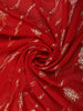 Rich Vermilion Red Diagonal Floral Embroidered Design Satin Designer Saree with Sequins Border