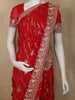 Rich Vermilion Red Diagonal Floral Embroidered Design Satin Designer Saree with Sequins Border