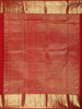 Rich Vermilion Red Floral Butta Zari Woven Design Pure Kanchipuram Silk Saree with Peacock Zari Border