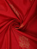 Rich Vermilion Red Floral Butta Zari Woven Design Pure Kanchipuram Silk Saree with Peacock Zari Border