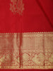 Rich Vermilion Red Floral Butta Zari Woven Design Pure Kanchipuram Silk Saree with Peacock Zari Border