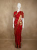 Rich Vermilion Red Floral Butta Zari Woven Design Pure Kanchipuram Silk Saree with Peacock Zari Border