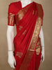 Rich Vermilion Red Floral Butta Zari Woven Design Pure Kanchipuram Silk Saree with Peacock Zari Border