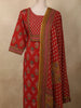 Rich Vermilion Red Floral Printed Design Cotton Straight Cut Salwar Suit with Dupatta
