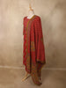 Rich Vermilion Red Floral Printed Design Cotton Straight Cut Salwar Suit with Dupatta