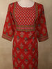 Rich Vermilion Red Floral Printed Design Cotton Straight Cut Salwar Suit with Dupatta