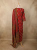 Rich Vermilion Red Floral Printed Design Cotton Straight Cut Salwar Suit with Dupatta