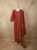 Rich Vermilion Red Floral Printed Design Cotton Straight Cut Salwar Suit with Dupatta