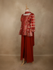 Rich Vermilion Red Floral Zari Woven Design Georgette Palazzo Suit with Dupatta