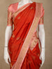 Rich Vermilion Red Floral Zari Woven Design Pure Kanchipuram Silk Saree with Contrast Border