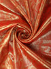 Rich Vermilion Red Floral Zari Woven Design Tissue Banarasi Saree with Scalloped Border