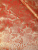 Rich Vermilion Red Floral Zari Woven Design Tissue Banarasi Saree with Scalloped Border