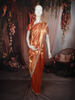 Rich Vermilion Red Floral Zari Woven Design Tissue Banarasi Saree with Scalloped Border