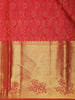 Dark Pink Floral and Leaf Zari Woven Design Pure Kanchipuram Silk Saree with Zari Border