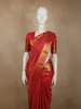 Dark Pink Floral and Leaf Zari Woven Design Pure Kanchipuram Silk Saree with Zari Border
