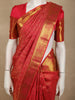 Dark Pink Floral and Leaf Zari Woven Design Pure Kanchipuram Silk Saree with Zari Border