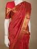 Dark Pink Floral and Leaf Zari Woven Design Pure Kanchipuram Silk Saree with Zari Border