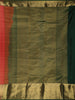 Rich Vermilion Red Geometric Zari Woven Design Pure Kanchipuram Silk Saree with Contrast Zari Border
