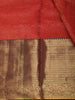 Rich Vermilion Red Geometric Zari Woven Design Pure Kanchipuram Silk Saree with Contrast Zari Border