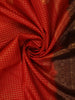 Rich Vermilion Red Mini Checked Zari Woven Design Pure Kanchipuram Silk Saree with Contrast Double Zari Border