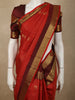 Rich Vermilion Red Mini Checked Zari Woven Design Pure Kanchipuram Silk Saree with Contrast Double Zari Border