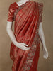 Rich Vermilion Red Paisley Woven Design Pure Banarasi Designer Saree with Embroidered Border