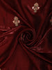 Rich Wine Maroon Floral Sequins and Thread Embroidered Design Organza Party Wear Saree with Scalloped Border
