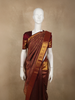Rich Wine Maroon Floral Zari Woven Design Pure Kanchipuram Silk Saree with Zari Border