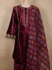 Rich Wine Maroon Paisley Zari Embroidered Design Velvet Salwar Suit with Dupatta